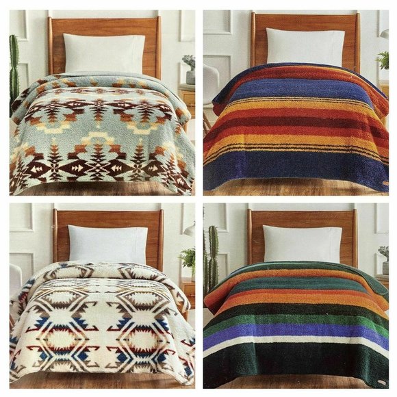 Pendleton Other - Pendleton Blanket QUEEN Soft & Cozy Sherpa Fleece Reversible Washable NWT